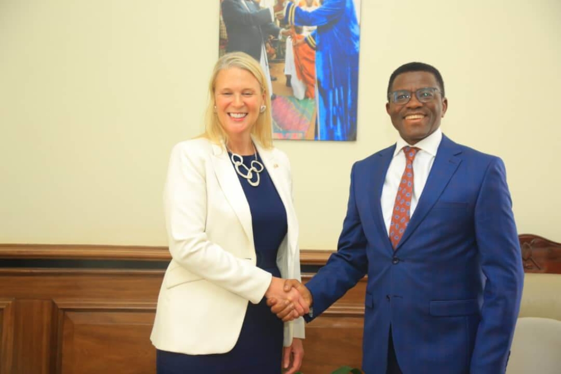 H.E. Lisa Chesney meets Katikkiro Charles Peter Mayiga during her courtesy visit to Bulange, Mengo Image